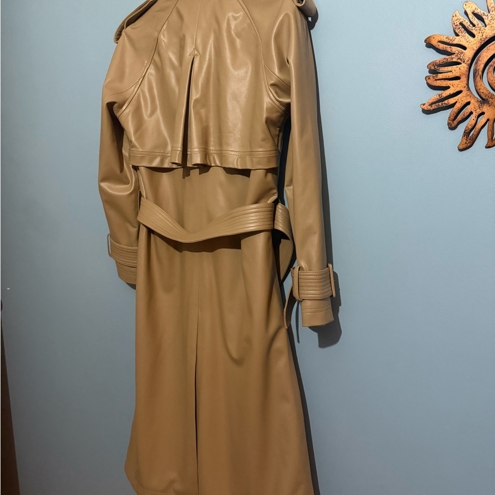 VERONICA BEARD Tan Conneley Faux Leather Trench Coat - Picture 8 of 12